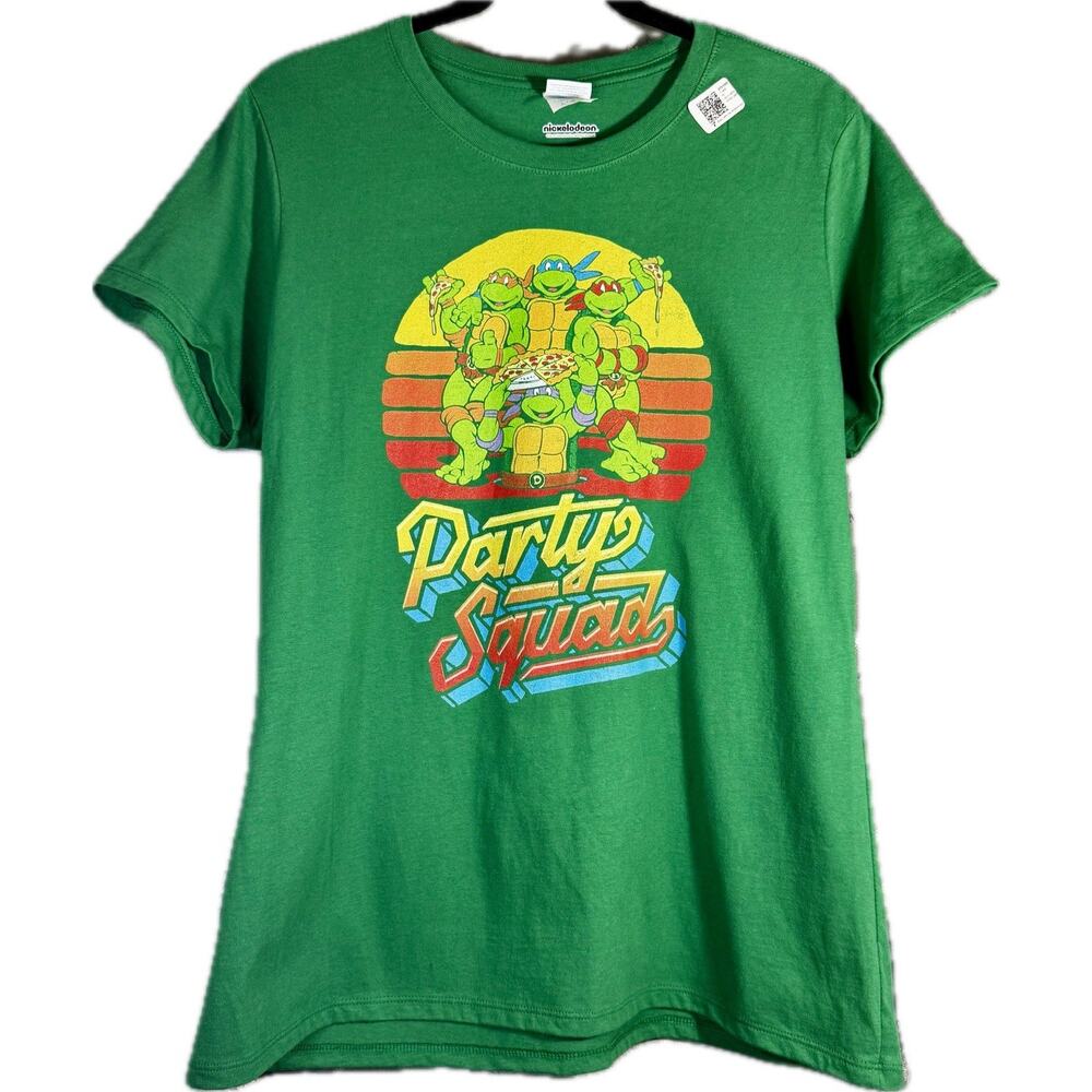 Teenage Mutant Ninja Turtles Womens LG Novelty T-Shirt Green Retro 90’s Y2K Tee